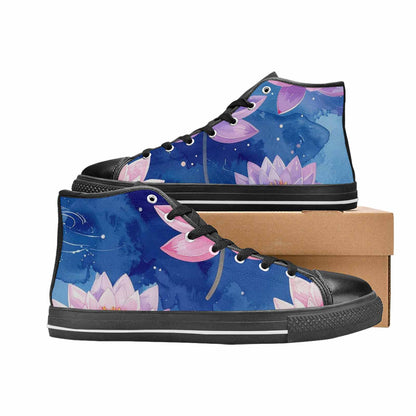 WOMEN'S Water Lilies Impressionist High Top Canvas Vivid Custom Sneakers