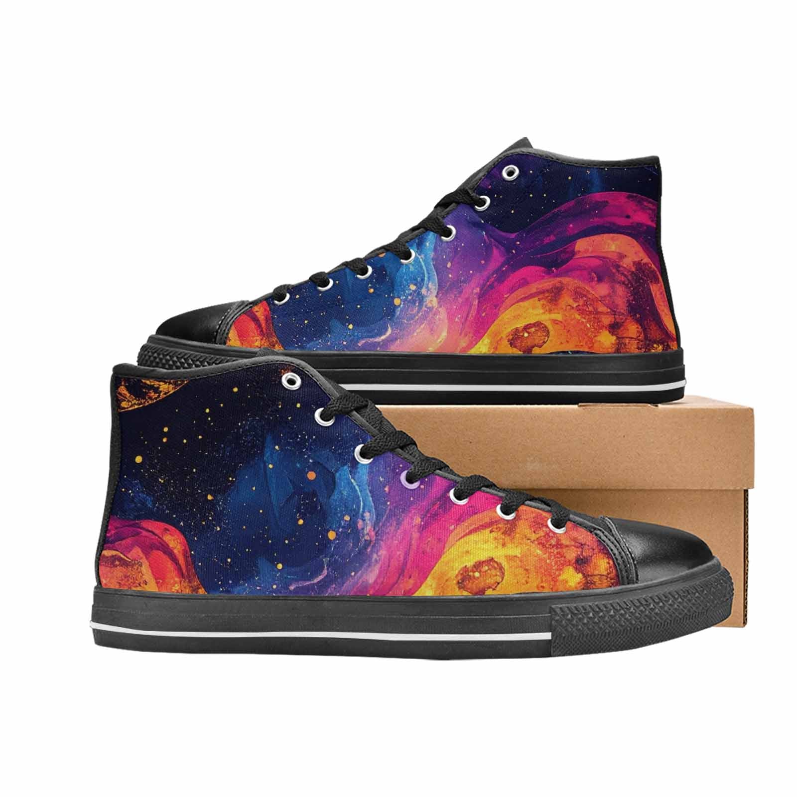 MEN'S Galaxy Snake Print High Top Canvas Vivid Sneakers