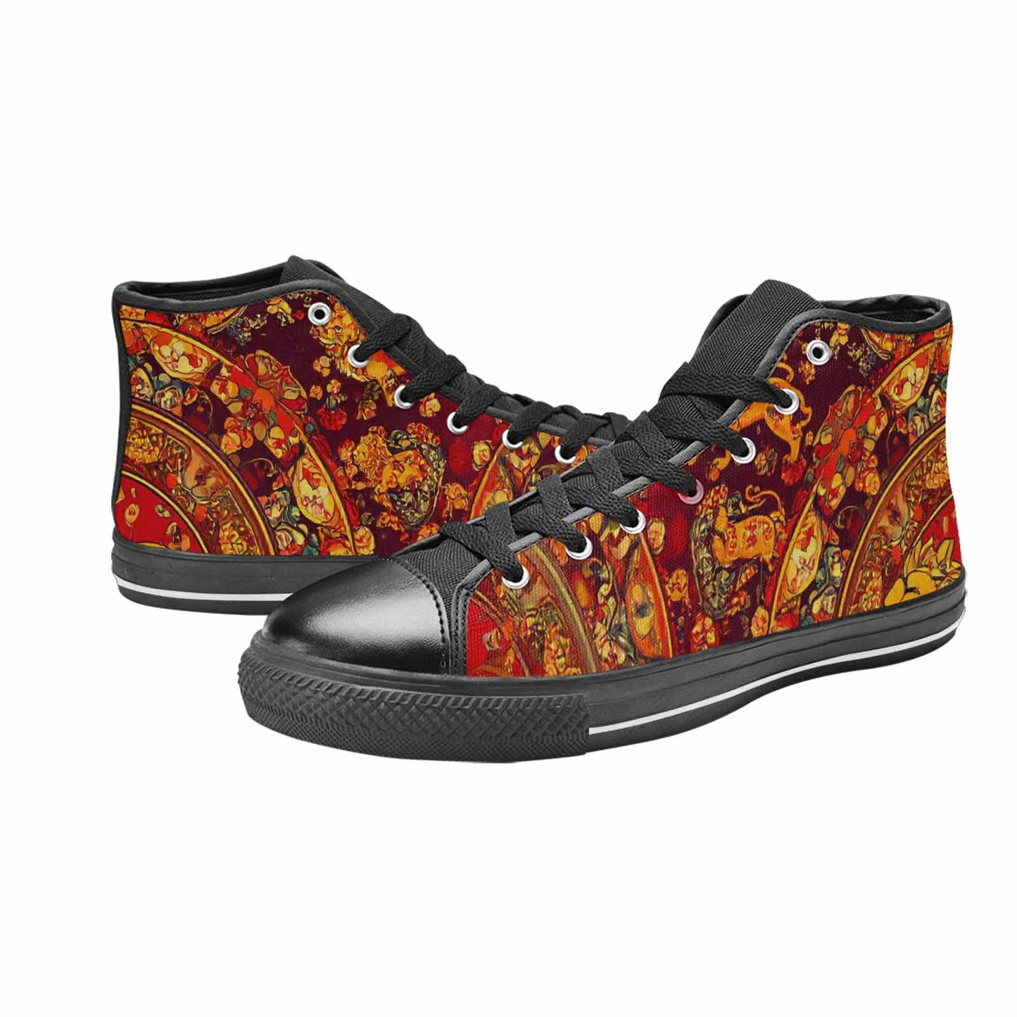 WOMEN'S Mandala Lions High Top Canvas Vivid Custom Sneakers