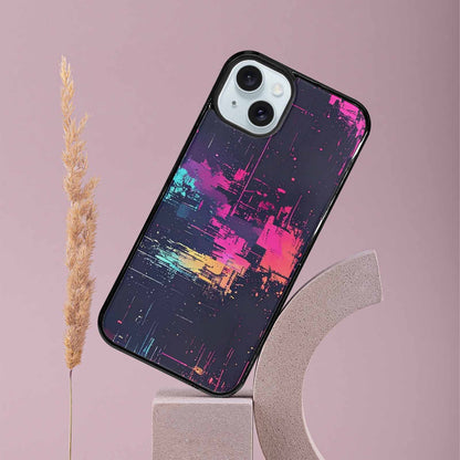 iPhone 15 Plus Case — Glitch Dark Art Seamless Pattern Vibrant, Custom Phone Case