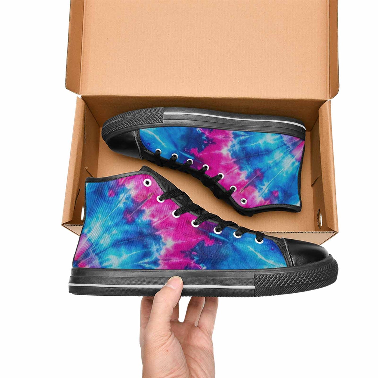 MEN'S Tie Dye Acid Wash Color High Top Canvas Cottagecore Custom Shoes