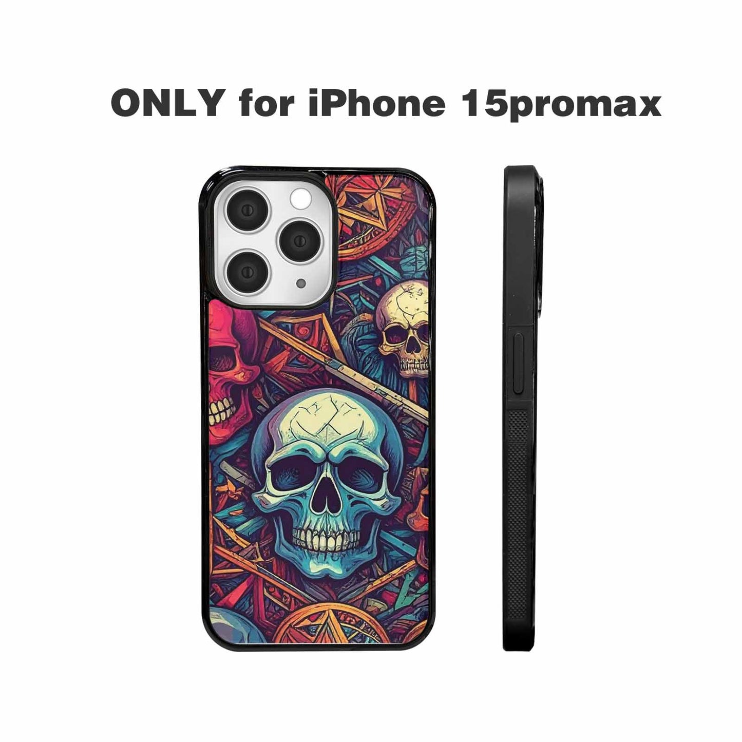 iPhone 15 Pro Max Case — Sacred Geometry Lots Of Skulls Seamless, Custom Made Phone Cover