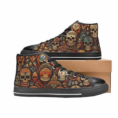 MEN'S Skulls - Tribal-Patterned- High Top Canvas Dreamcore Custom Shoes