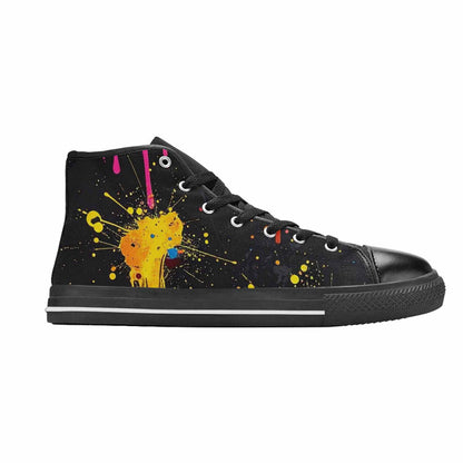 WOMEN'S Paint Splatter High Top Canvas Wallpaper Art Custom Sneakers