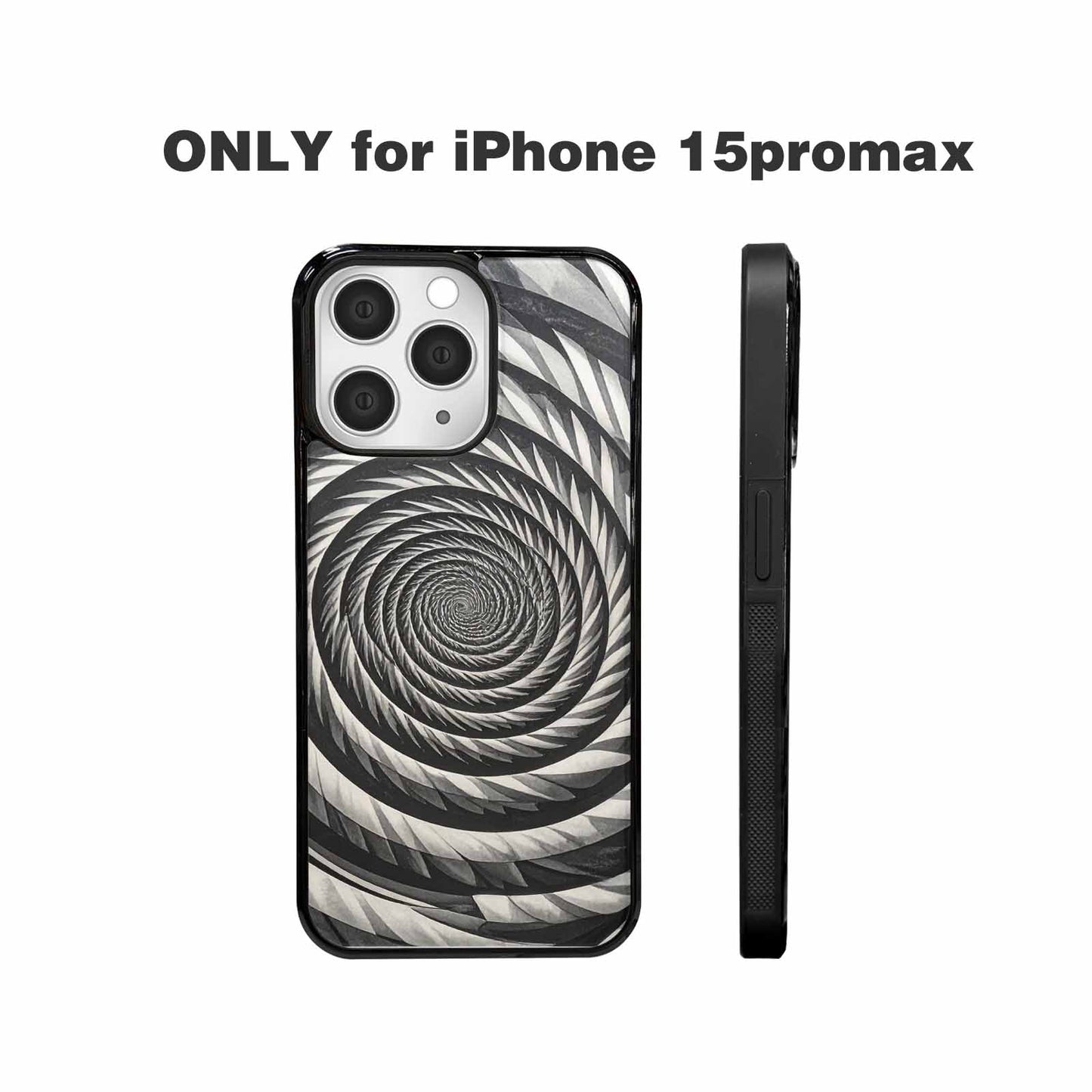 iPhone 15 Pro Max Case — Hypnotic Spiral Optical Illusion Motif High, Original Design Phone Case