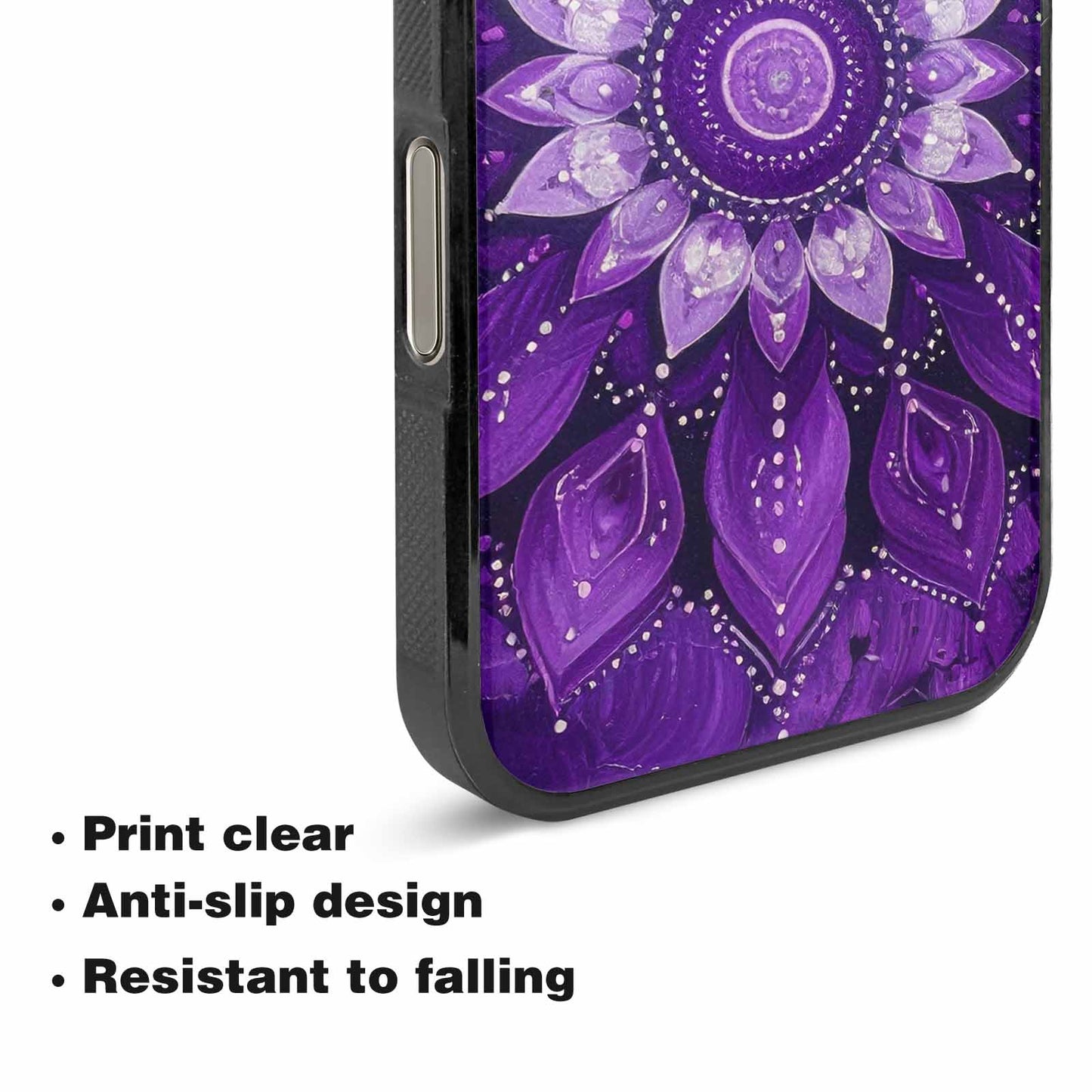 iPhone 16 Pro Case — Purple Mandala Bohemian Print Edge To, Custom Made Phone Cover