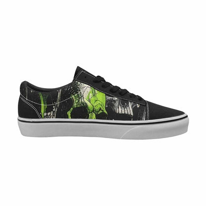 MEN'S Skulls Black & Green Ink Canvas Custom Design Dreamcore Limited Edition Sneakers