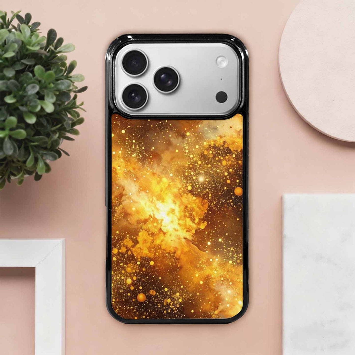 iPhone 17 Pro Max Case — Galaxy Art Golden Cosmic Galaxy Space, Custom Printed Phone Case