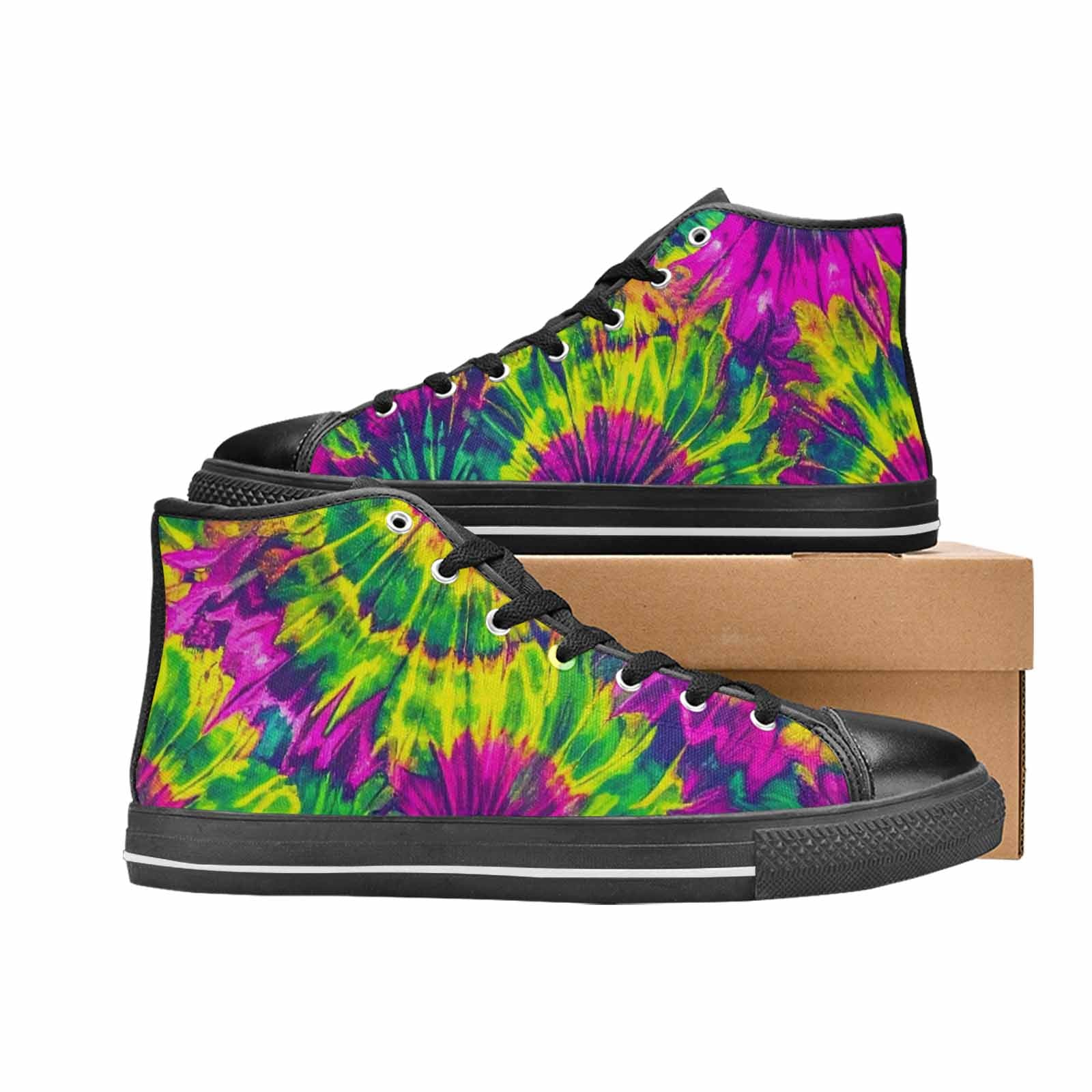 WOMEN'S Tie Dye - High Top Canvas Wallpaper Art Custom Sneakers