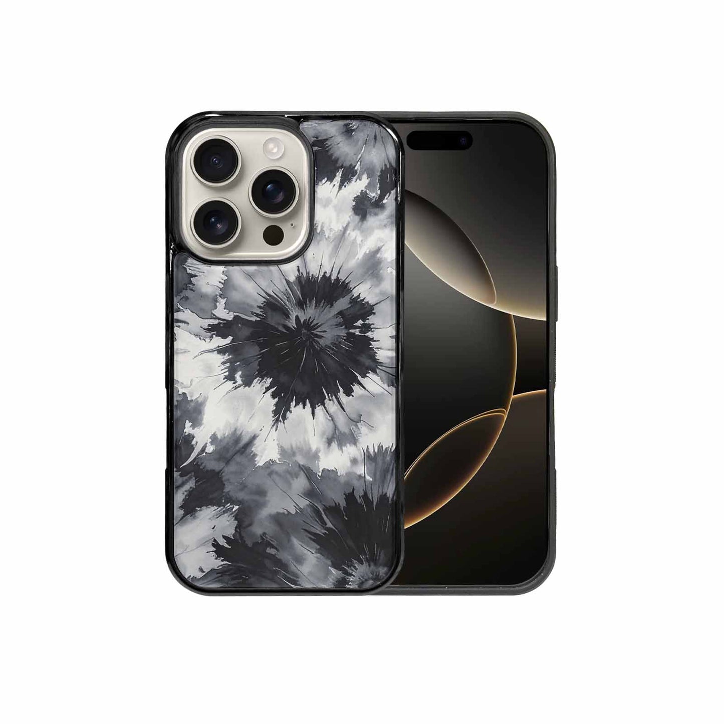 iPhone 16 Pro Case — Tie Dye Black And Gray Blended, Personalized Phone Case