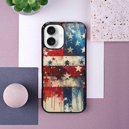 iPhone 16 Case — Patriotic Stars And Stripes American Stars, Custom Made Phone Cover