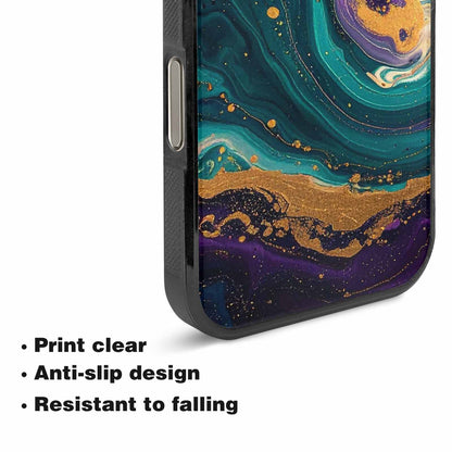 iPhone 16 Pro Case — Marbled Swirl Texture Blended With Galaxy, Custom Art Phone Cover