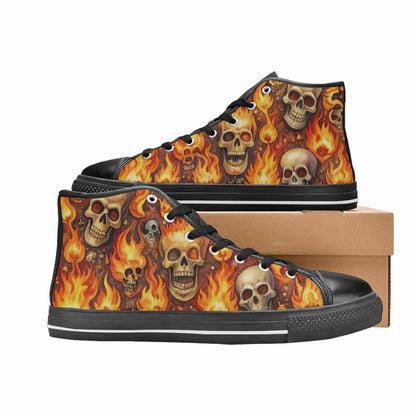 WOMEN'S Skulls - Flaming High Top Canvas Y2K Sneakers