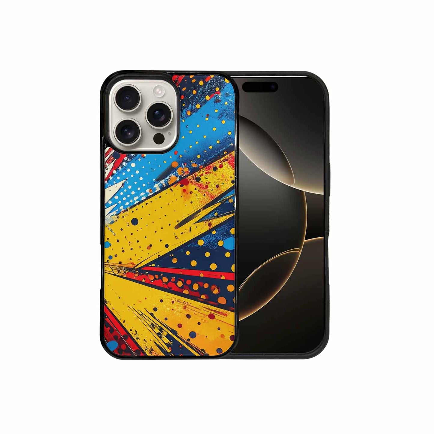iPhone 16 Pro Max Case — Comic Halftone Comic Bursts Pattern Hundreds, Custom Art Phone Cover