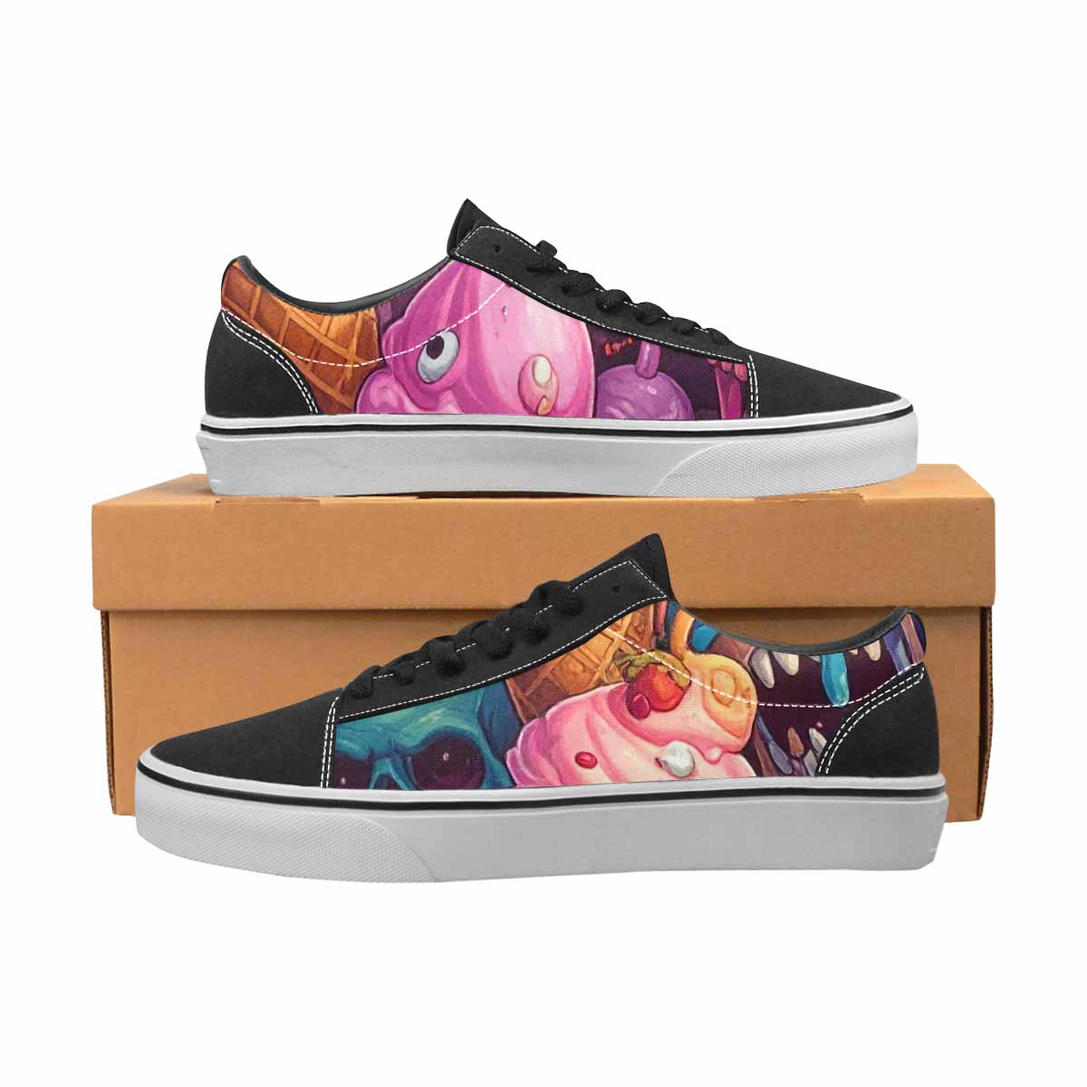 WOMEN'S Ice Cream Monsters  Lace-Up Canvas Dreamcore Custom Shoes