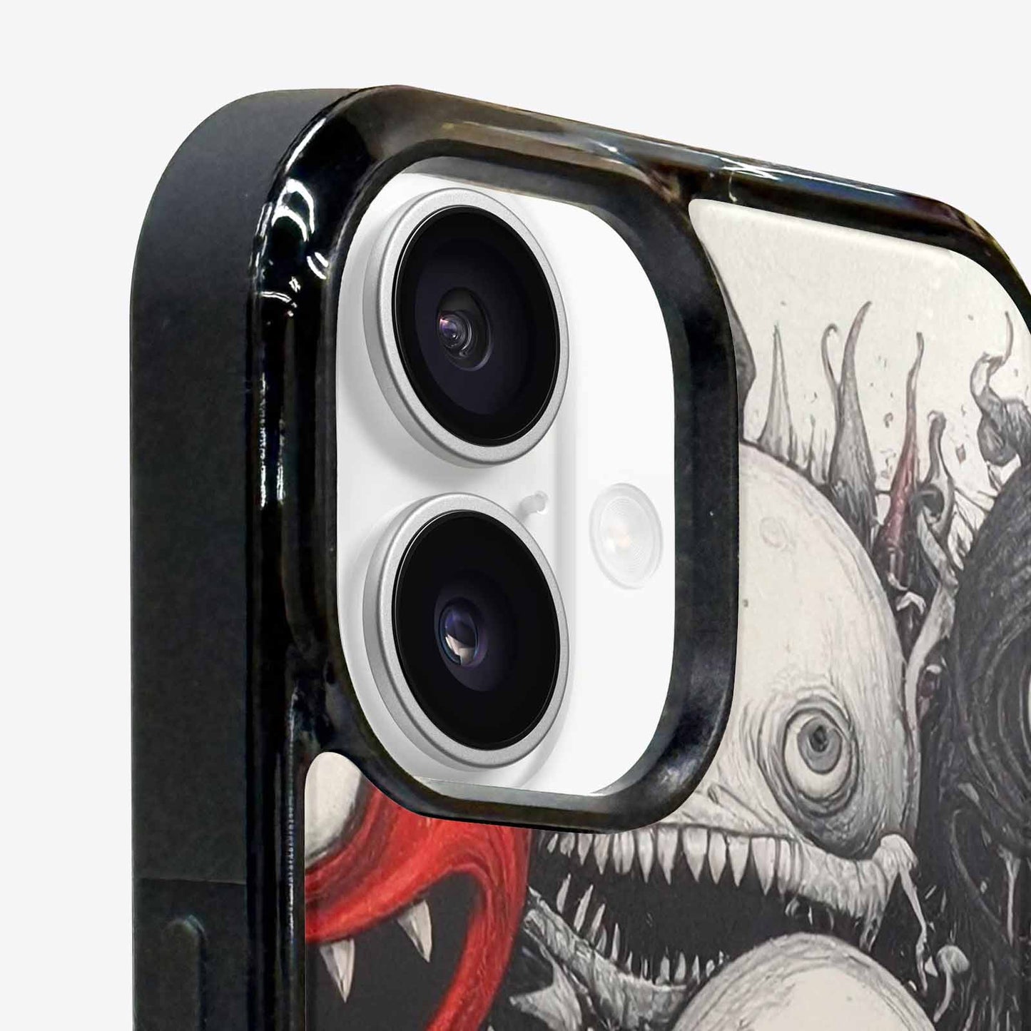 iPhone 16 Case — Multi Eye Monster Black Red Ink, Custom Art Phone Cover
