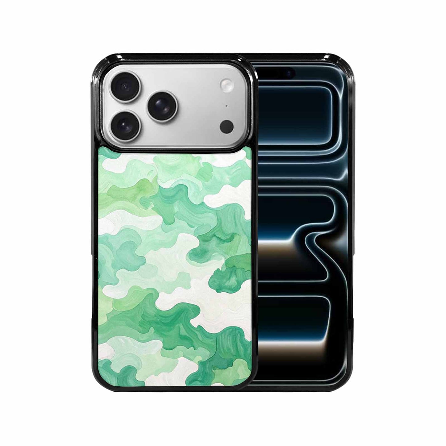 iPhone 17 Pro Max Case — Camo Mint Green White Camo, Custom Printed Phone Case