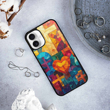 iPhone 16 Plus Case — Faith Cross And Faith Icons Pattern, Custom Print Case Cover