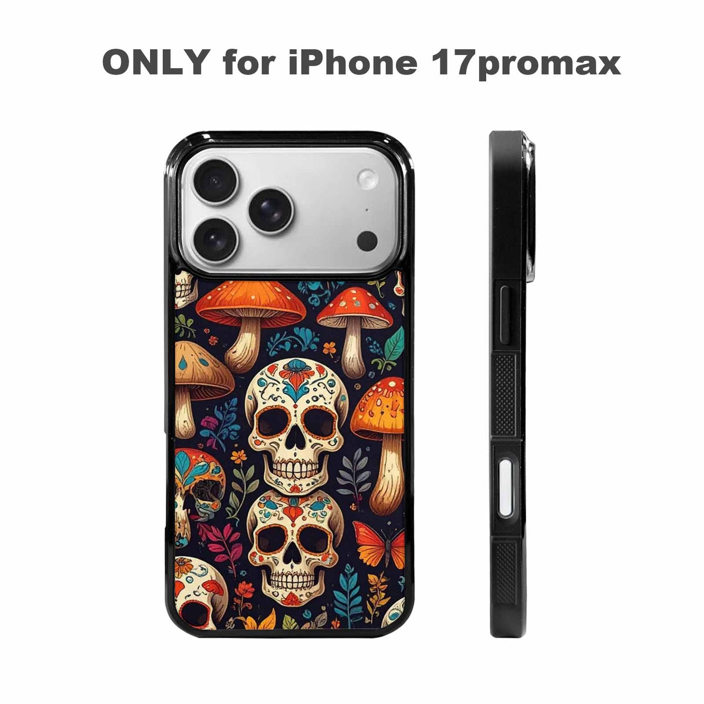 iPhone 17 Pro Max Case — Mushrooms And Skulls Gothic Skulls, Original Design Phone Case