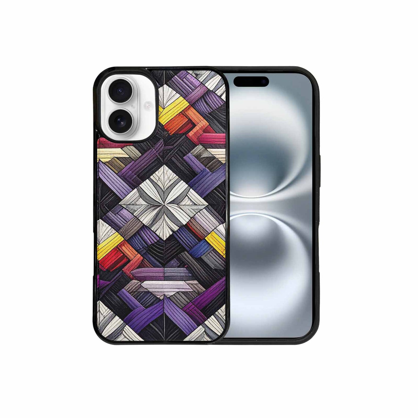 iPhone 16 Plus Case — Asexual Flag Color Theme Small Rainbow, Unique Phone Case Design