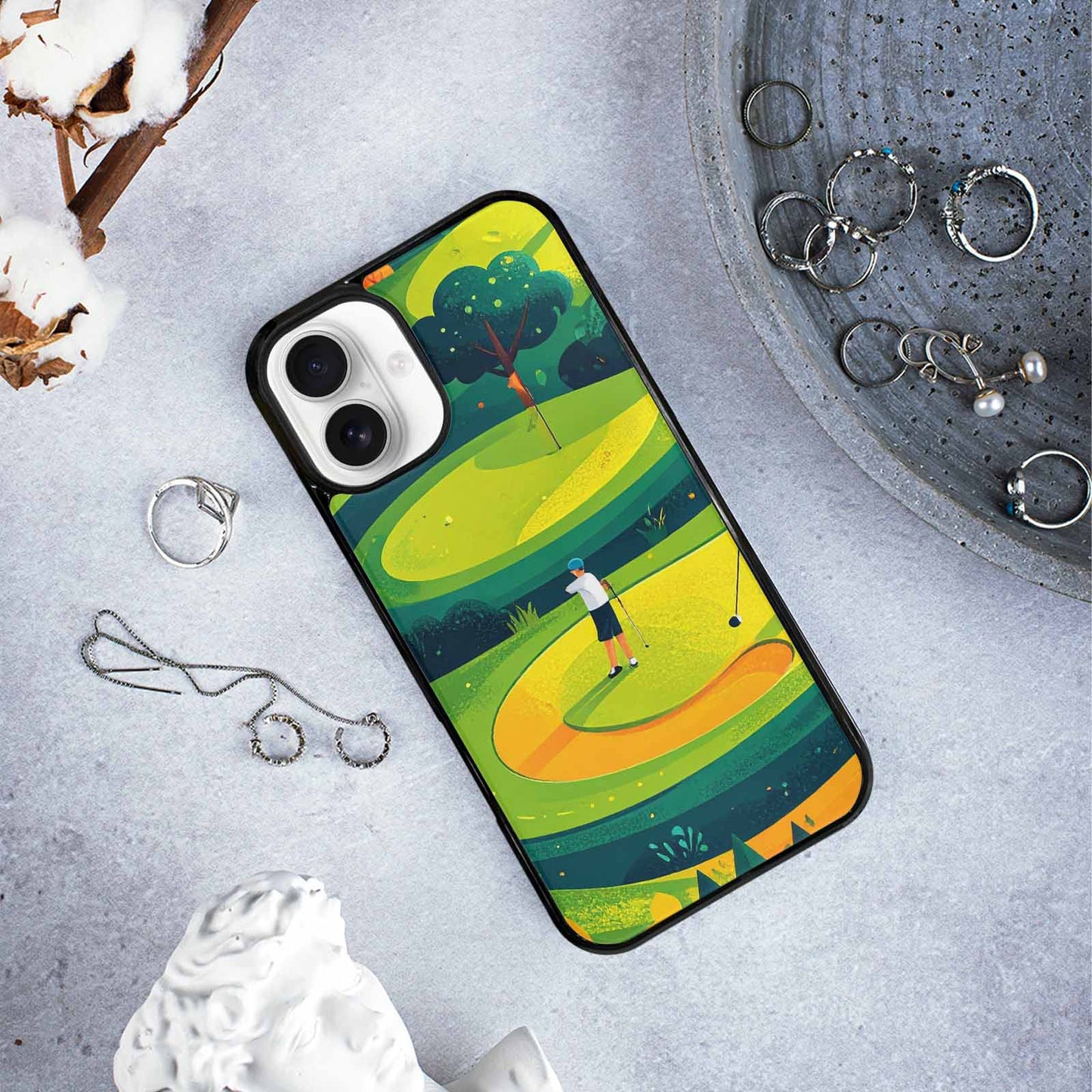 iPhone 16 Plus Case — Golf Cartoon Art Pattern, Custom Printed Phone Case