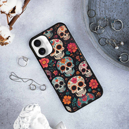 iPhone 16 Plus Case — Smaller Skulls Overlapping Seamless Pattern Of, Customized Protective Case