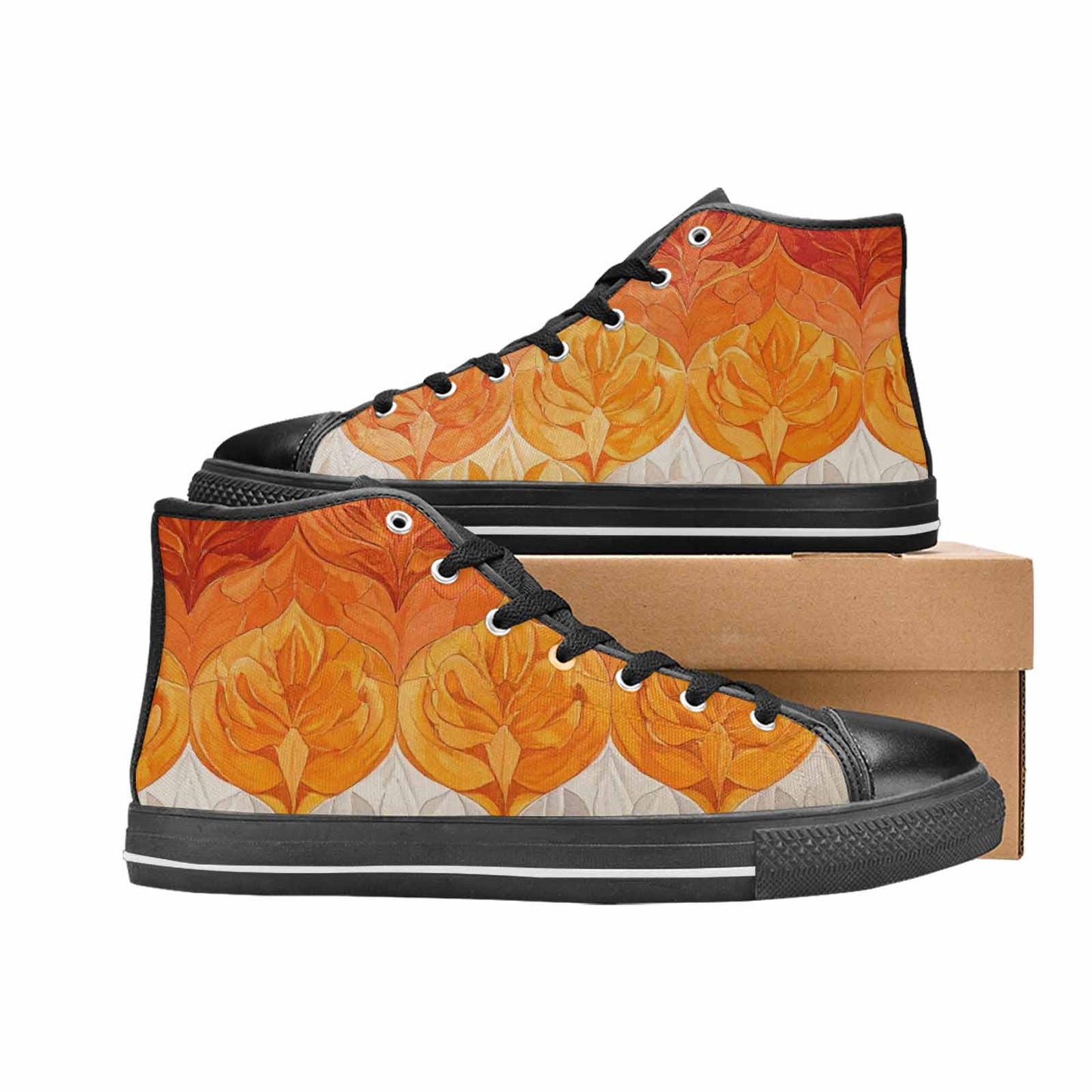 MEN'S Lesbian Flag Color High Top Canvas Surreal Custom Sneakers