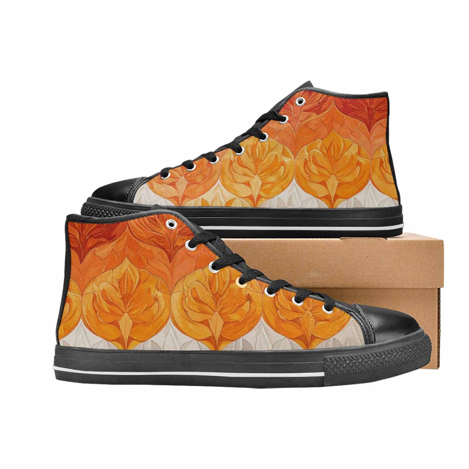 MEN'S Lesbian Flag Color High Top Canvas Surreal Custom Sneakers