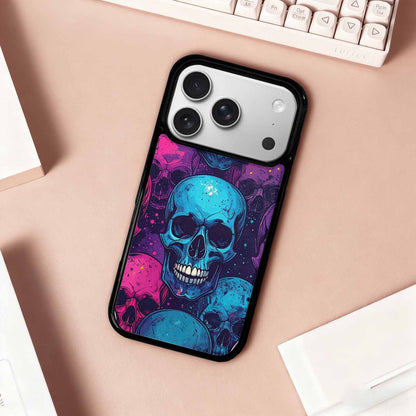 iPhone 17 Pro Case — Skulls Splatter Collages Art Skulls Gothic, Unique Phone Case Design