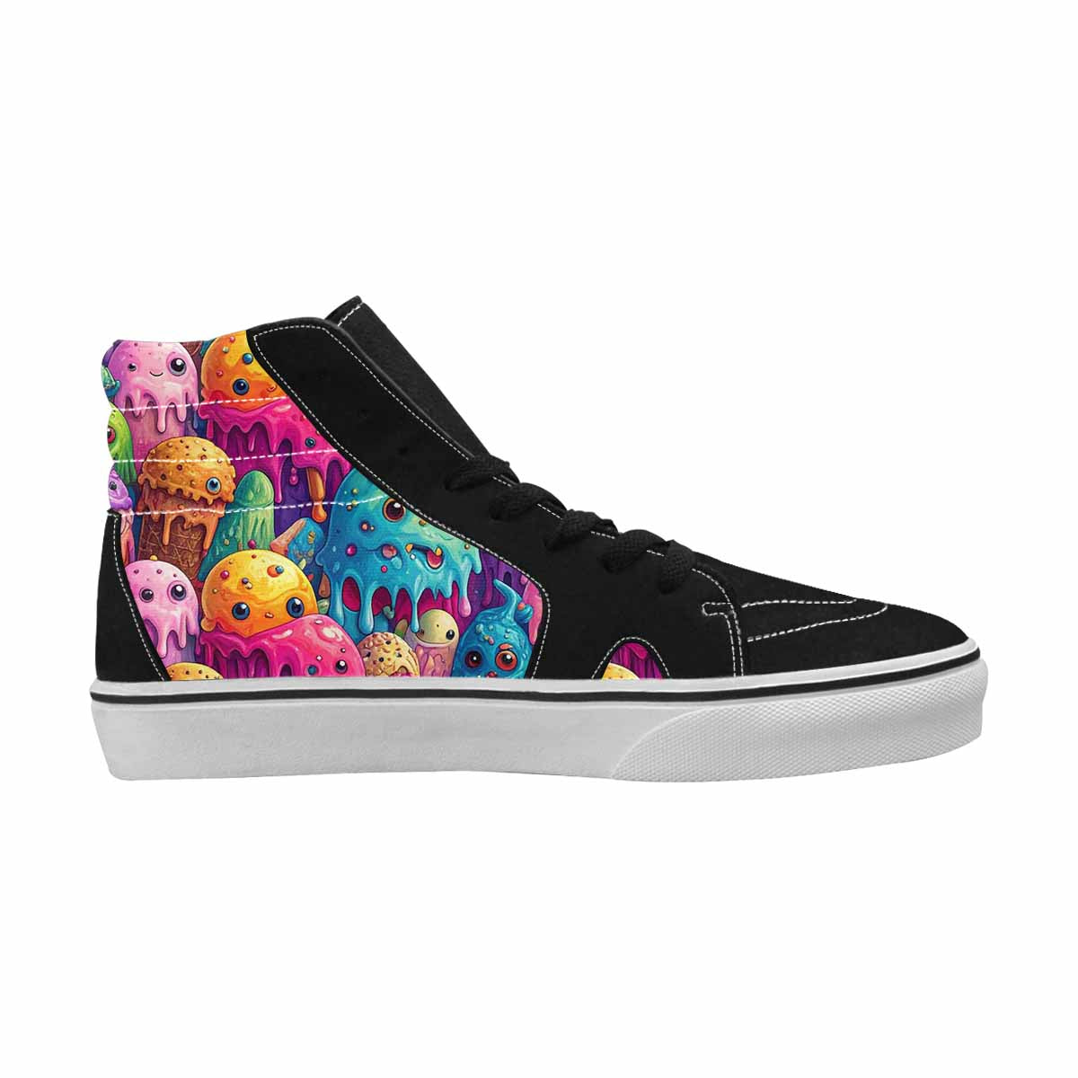 MEN'S Melting Ice Cream Monster High Top Canvas Kaleidoscope Custom Sneakers