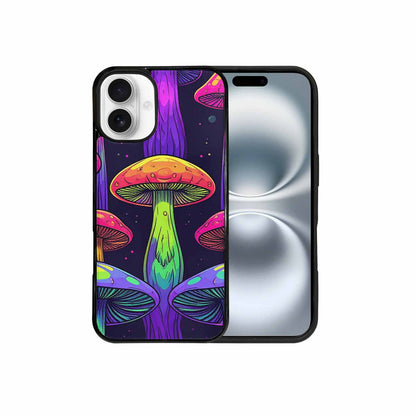 iPhone 16 Plus Case — Psychedelic Mushroom Cartoon Pattern, Custom Art Phone Cover