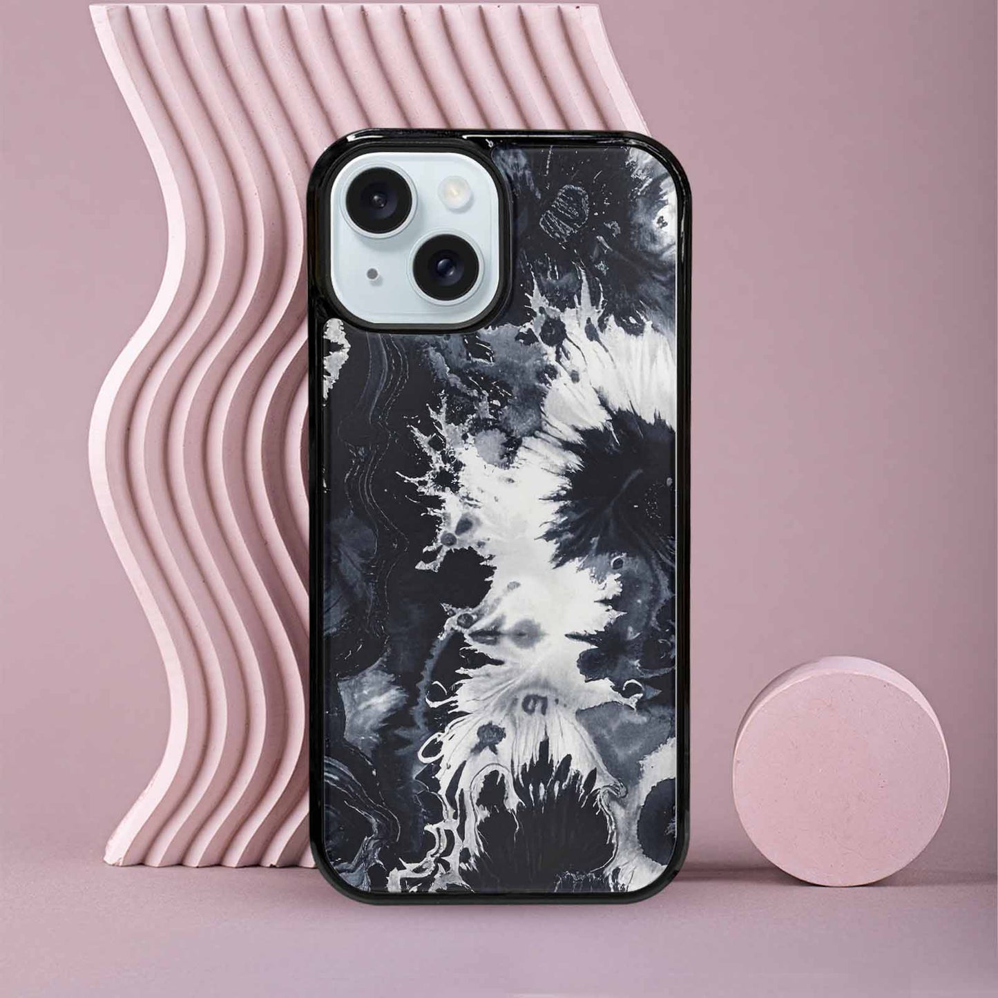 iPhone 15 Case — Black White Animal Print, Custom Designed Case Cover