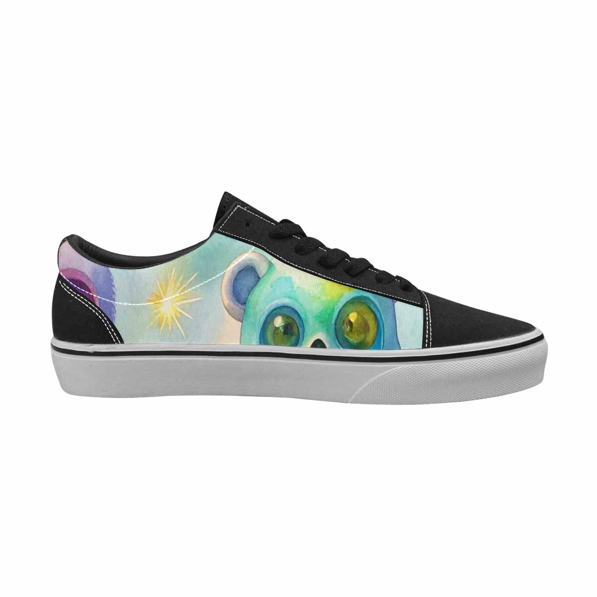 WOMEN'S Rainbow Teddy Skeletons Eye Lace-Up Canvas Kaleidoscope Custom Sneakers