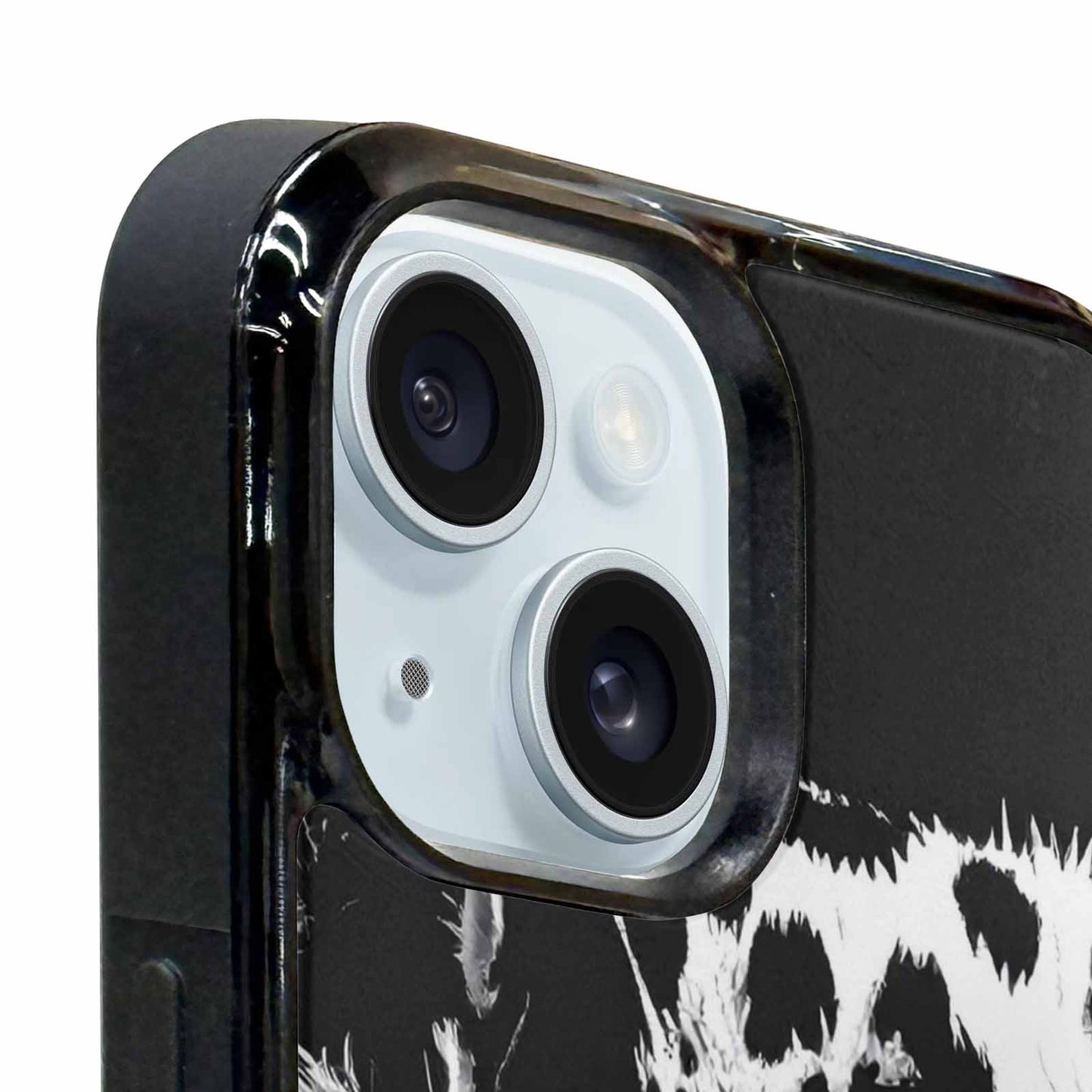 iPhone 15 Plus Case — Leopard Print Black And White Style, Custom Phone Case