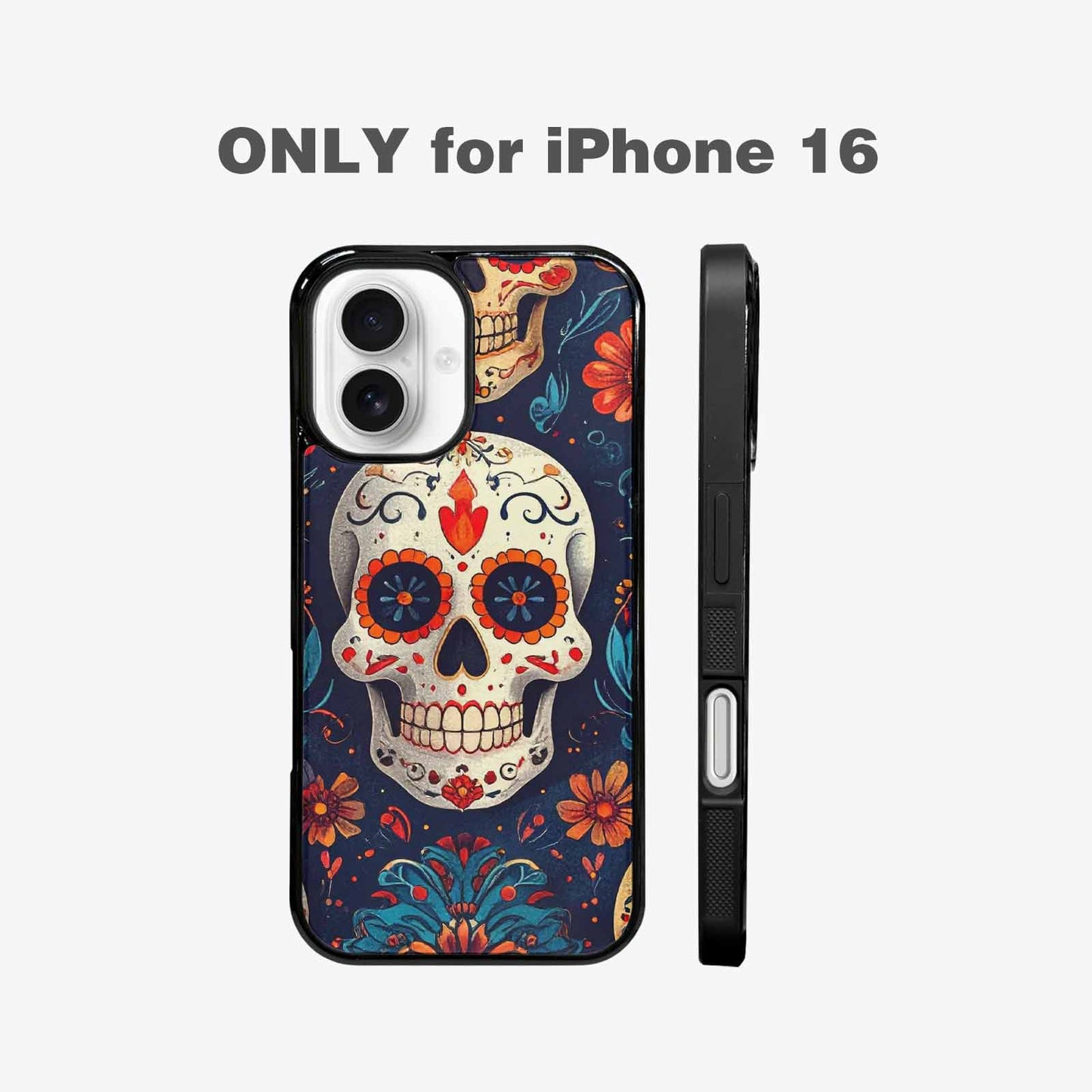 iPhone 16 Case — Day Dead Sugar Skull Art 100s, Unique Phone Case Design