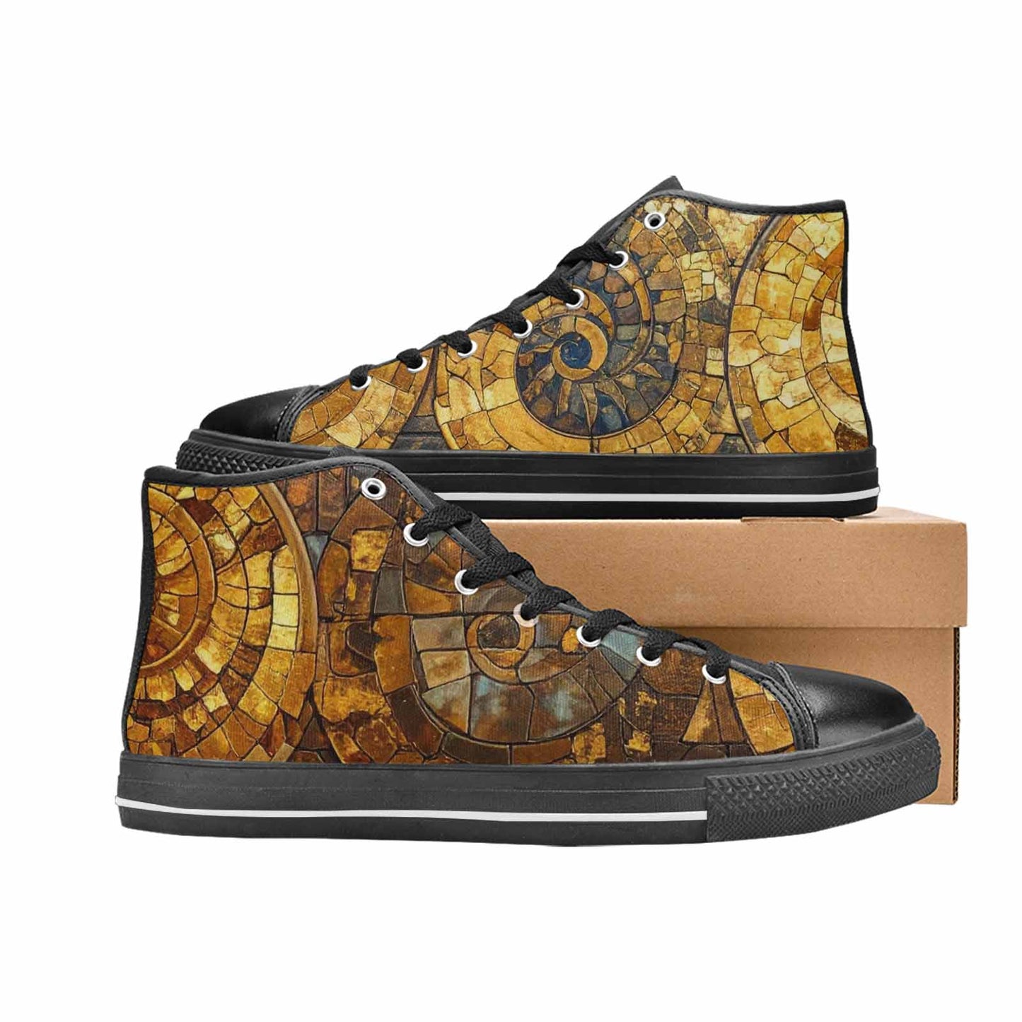 MEN'S Klimt-Style Gold Leaf High Top Canvas Grunge Custom Shoes