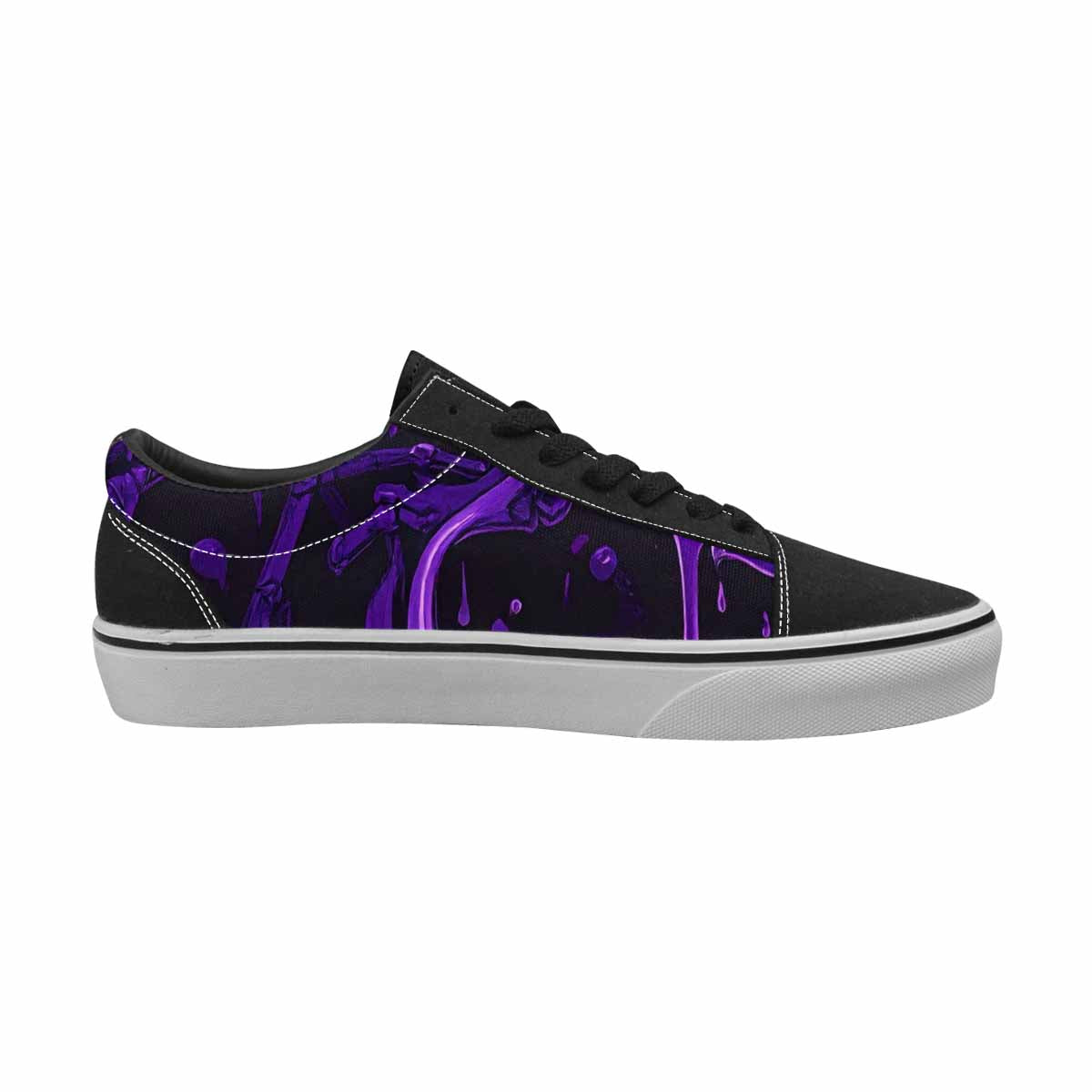 WOMEN'S Monochrome Purple Skeletons × Lace-Up Canvas Aesthetic Shoes