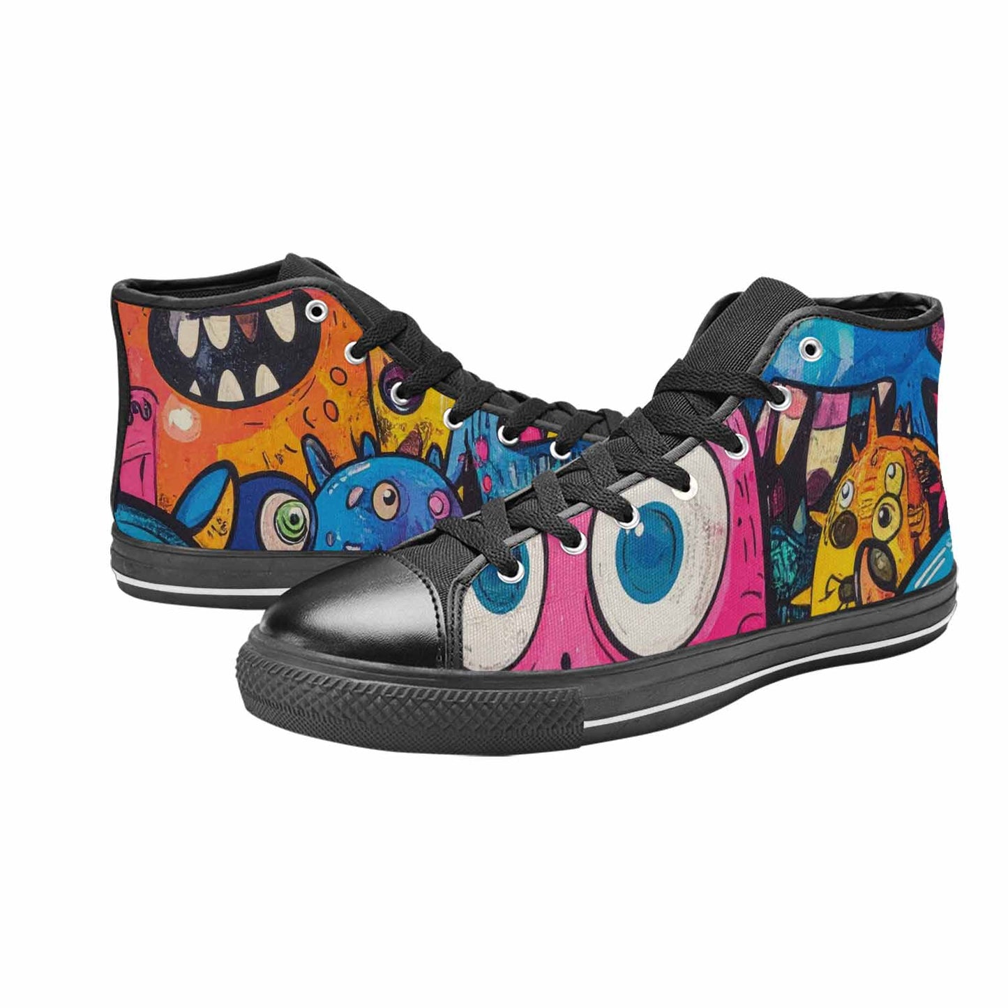 WOMEN'S Goofy Cartoon Monster High Top Canvas Grunge Custom Shoes