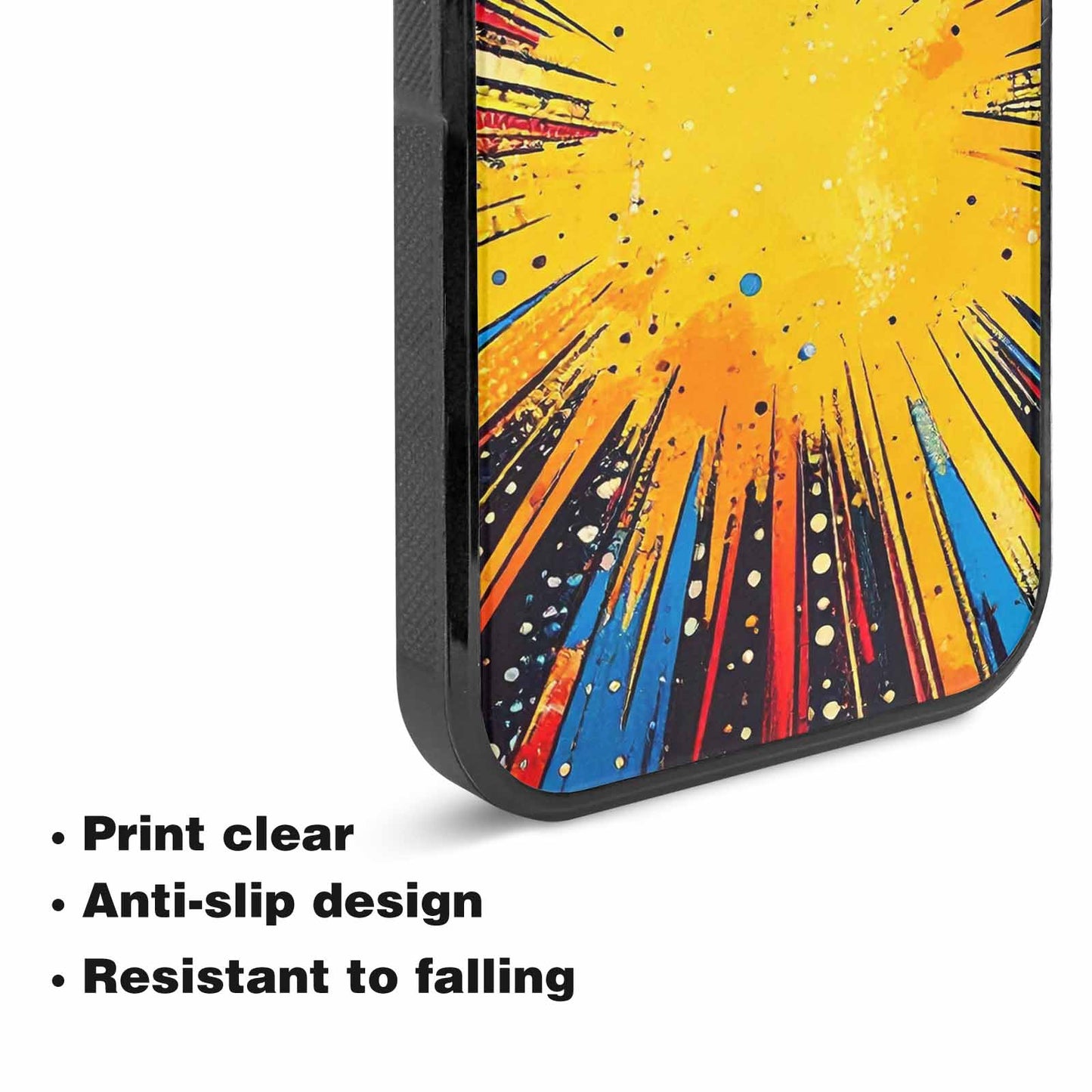 iPhone 15 Case — Comic Halftone Comic Bursts Pattern Hundreds, Custom Designed Case Cover