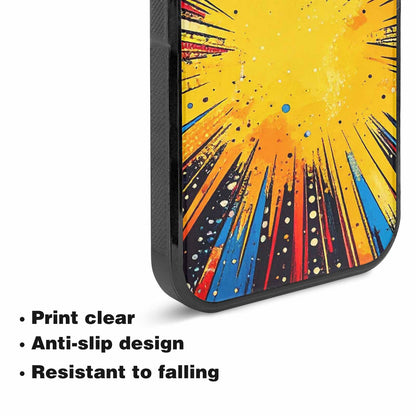 iPhone 15 Case — Comic Halftone Comic Bursts Pattern Hundreds, Custom Designed Case Cover
