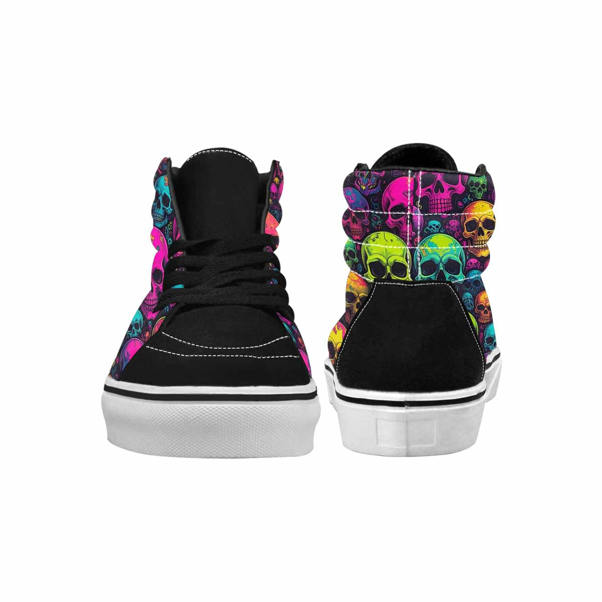 WOMEN'S Skulls - Neon High Top Canvas Wallpaper Art Shoes