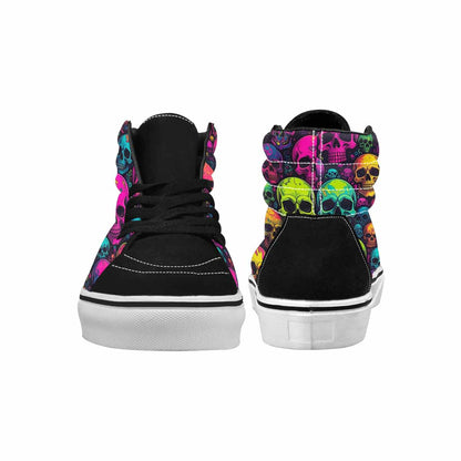 WOMEN'S Skulls - Neon High Top Canvas Wallpaper Art Shoes