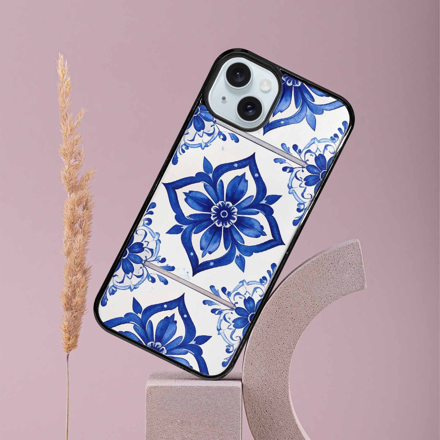 iPhone 15 Plus Case — Mexican Talavera Tile Pattern Floral Geometric, Custom Phone Case