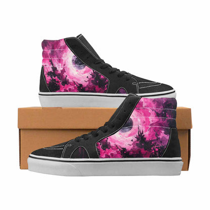 WOMEN'S Galaxy Art Black & Pink Ink High Top Canvas Original Design Aesthetic Original Art Sneakers
