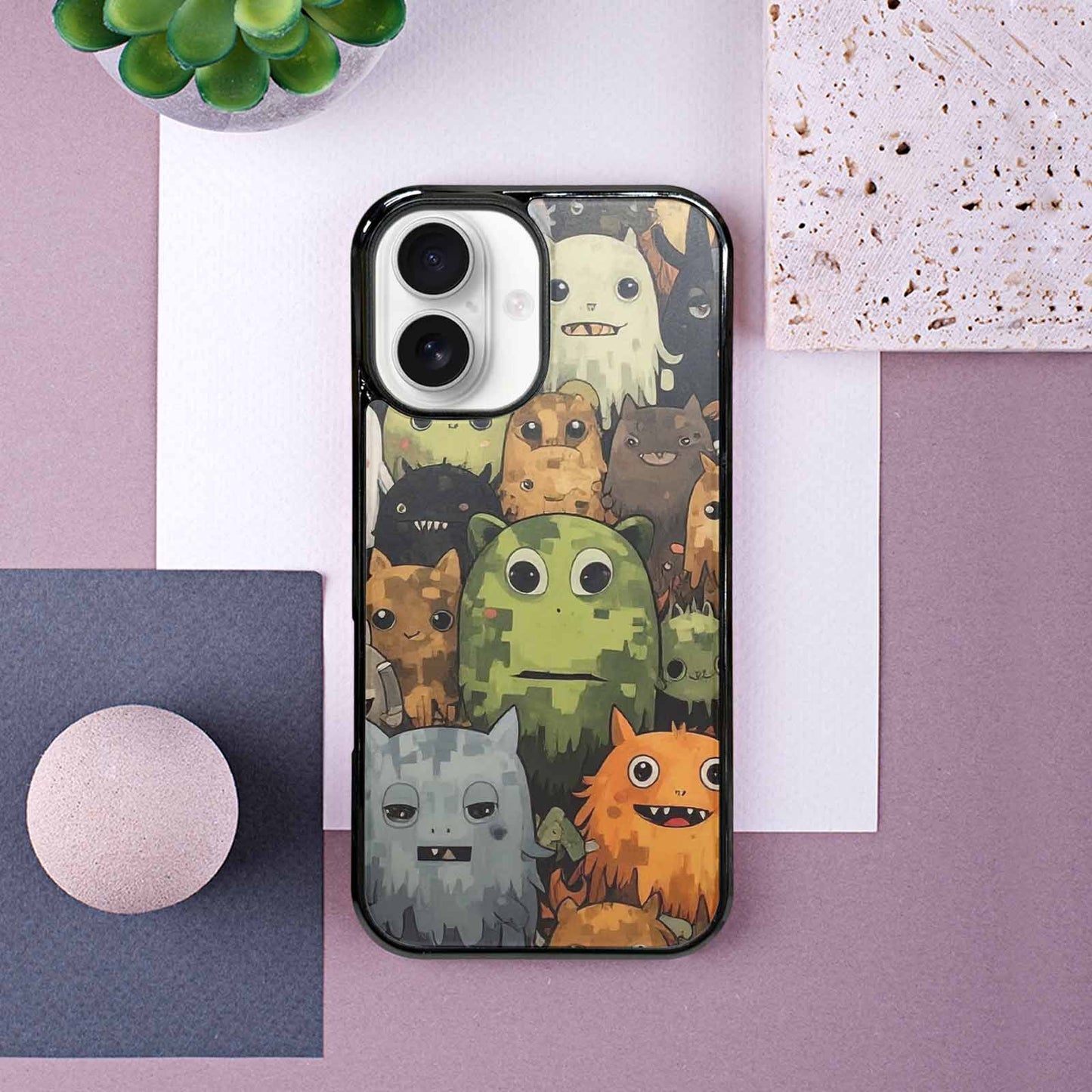iPhone 16 Case — Monsters Camomonsters Pattern 6oy Personalized Phone, Custom Designed Case Cover