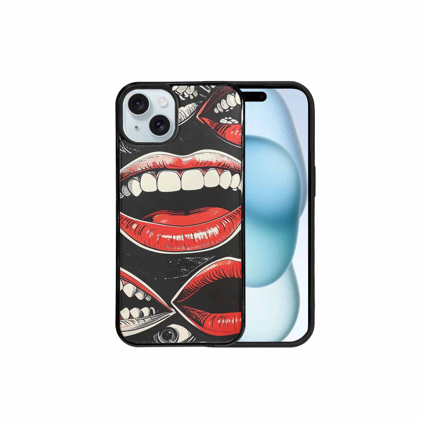 iPhone 15 Plus Case — Googly Cartoon Mouths, Personalized Phone Case