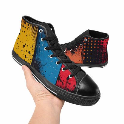 MEN'S Comic Book Halftone High Top Canvas Grunge Custom Shoes