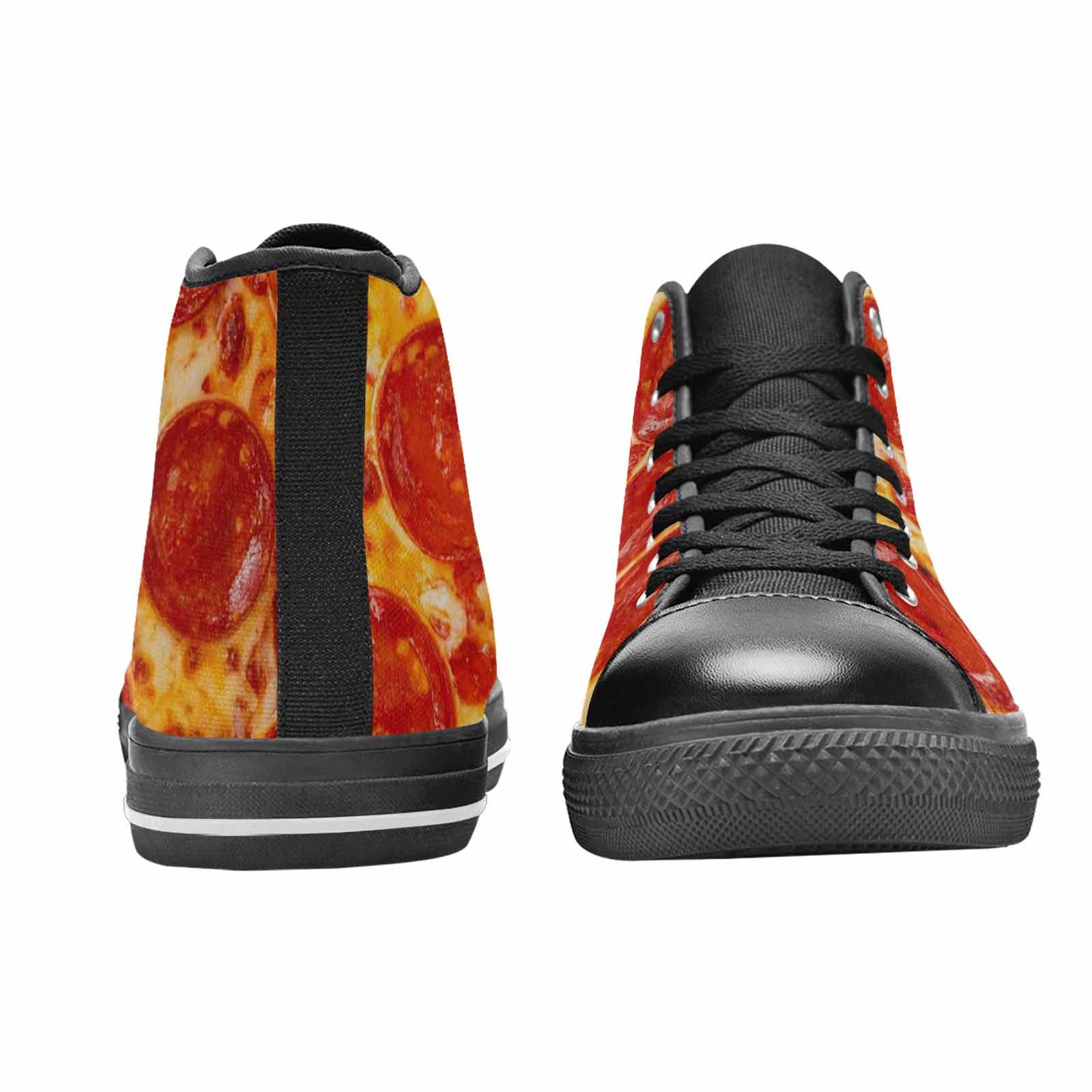WOMEN'S Pepperoni Pizza Print High Top Canvas Vibrant Chaos Shoes