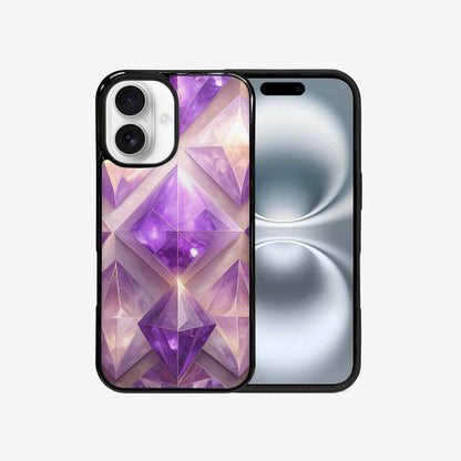 iPhone 16 Case — Amethyst Crystal Art Pattern, Customized Protective Case