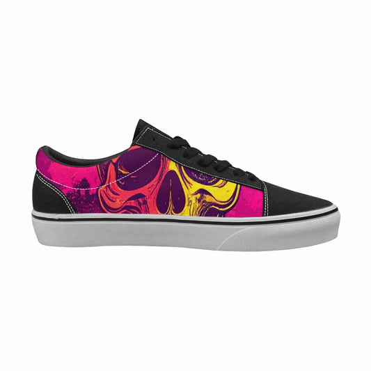 WOMEN'S Tie Dye Skulls Print Canvas Lace-Up Neon Fantasy Shoes